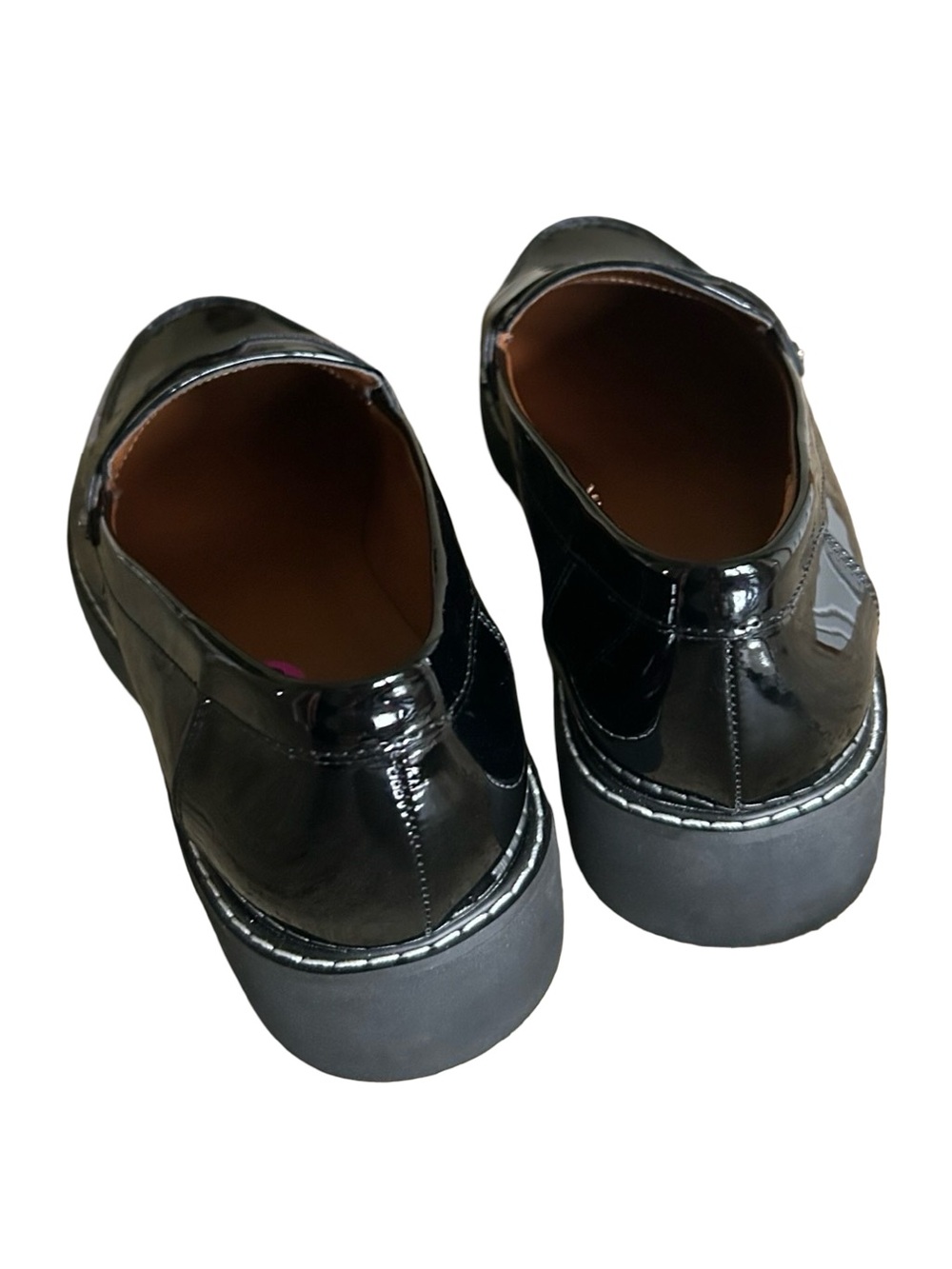 Franco Sarto Black Patent Lug Sole Penny Loafers Size 8.5 - Picture 5 of 9